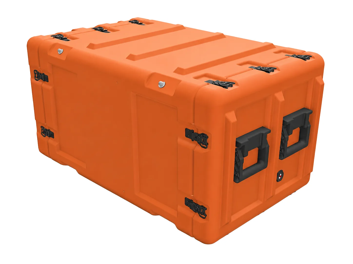 Turuncu 8U Rack Taşıma Kasası, ön-sağ görünüm