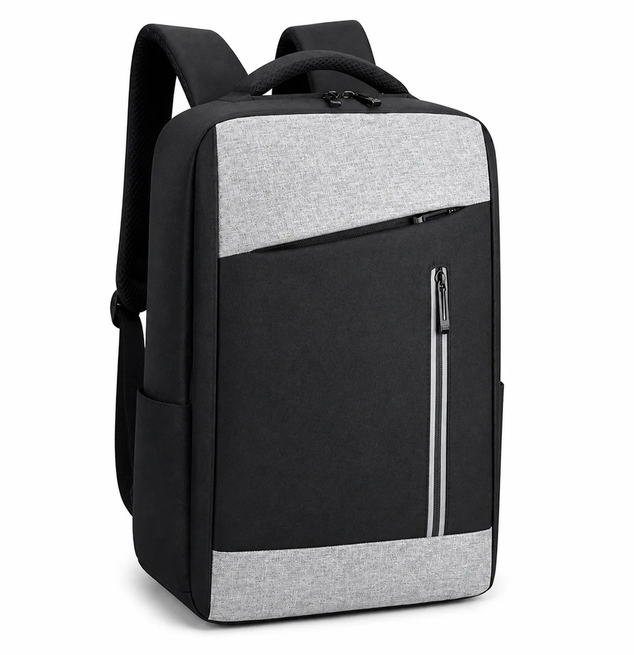 Siyah ve Açık Gri Sırt Çantası, ön-sol görünüm