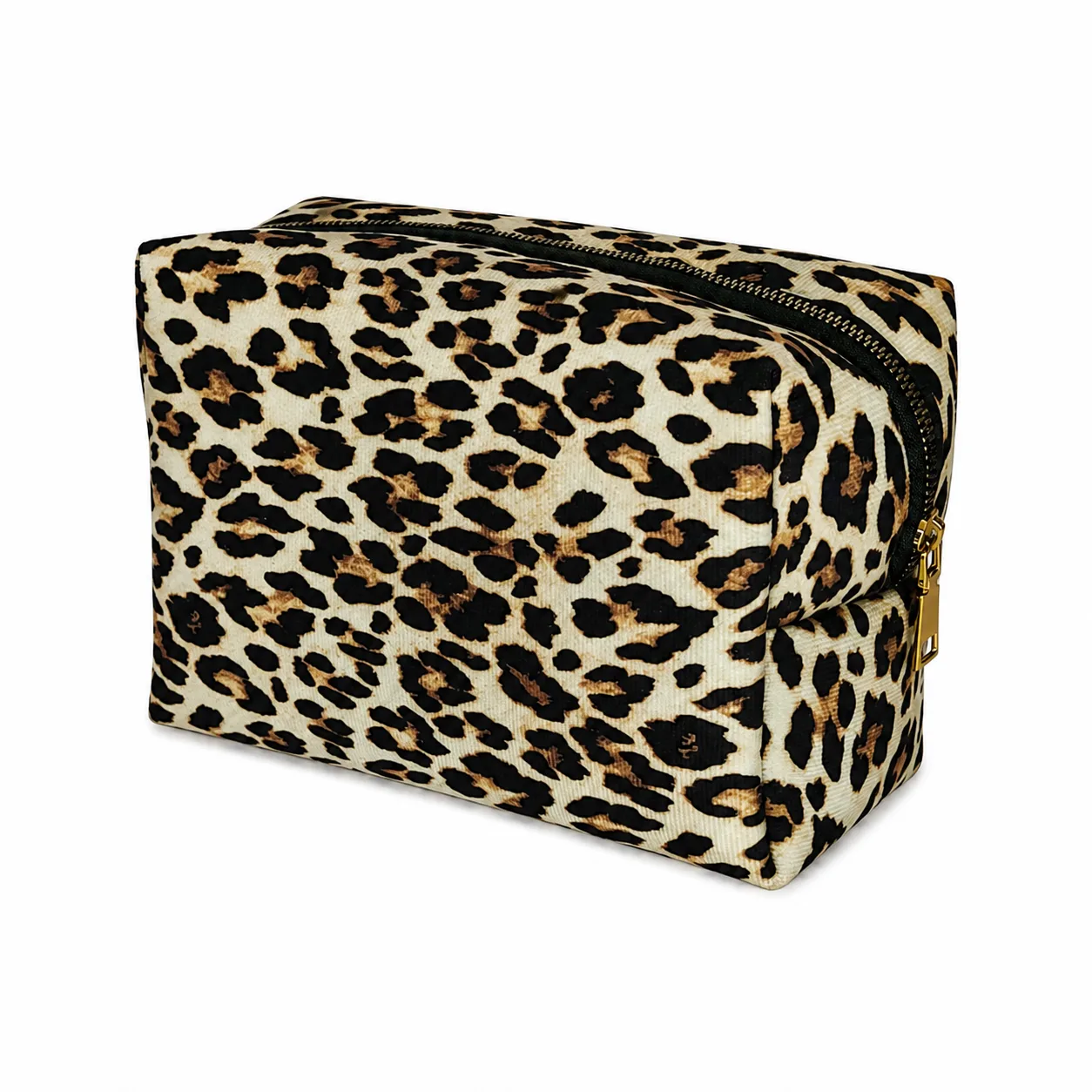 Leopar Desenli Makyaj Çantası, ön-sol görünüm